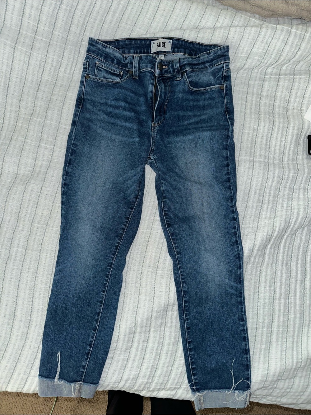 PAIGE Women's Straight Jeans in Dark Blue